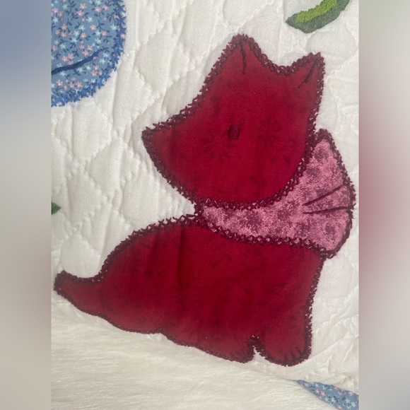 Quilted Cat Dog Throw Pillow Country Decorative Floral Puppy Kitten Vintage - Picture 5 of 11